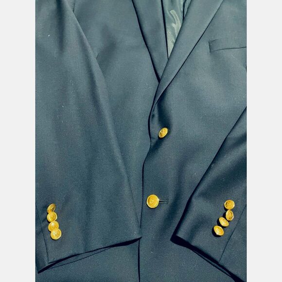 Lauren Ralph Lauren classic sport coat gold buttons navy Blue jacket  men's 48L - Picture 3 of 13